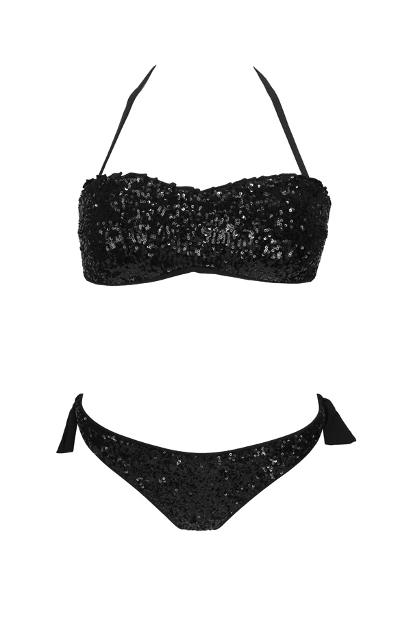 Bikini Fascia Paillettes NERO