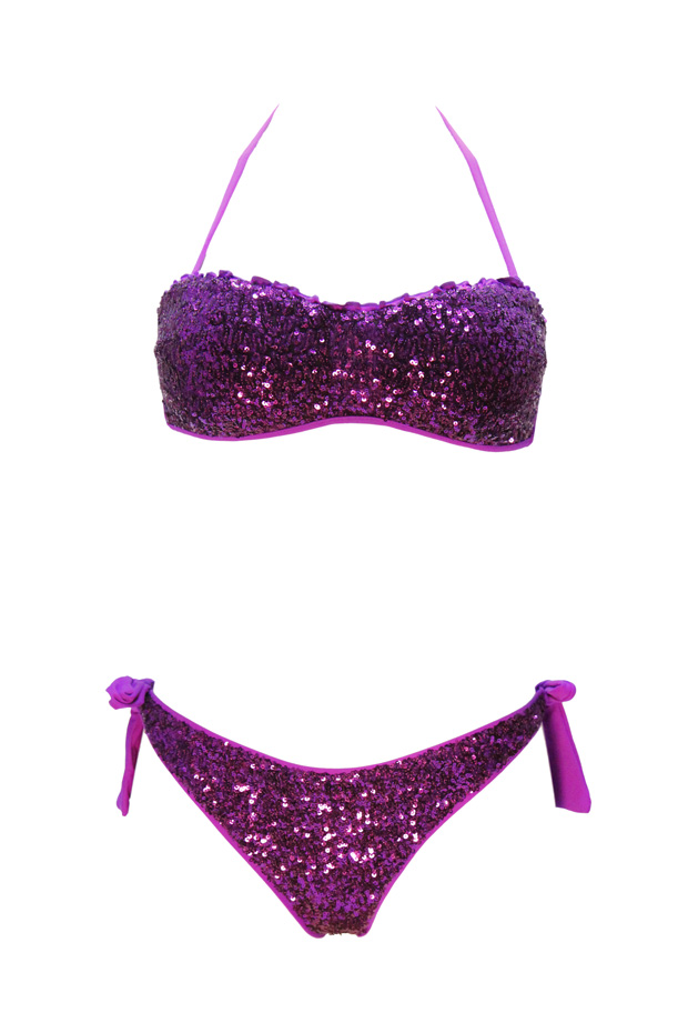 Bikini Fascia Paillettes PRUGNA