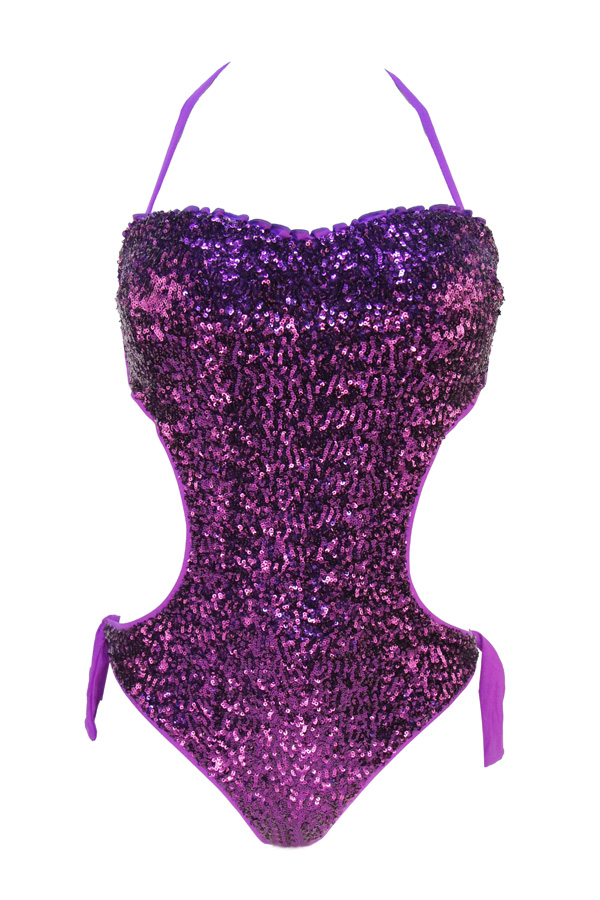 Trikini Intero Paillettes PRUGNA