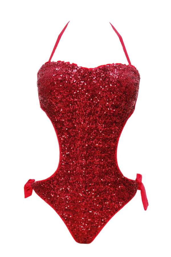 Trikini Intero Paillettes ROSSO